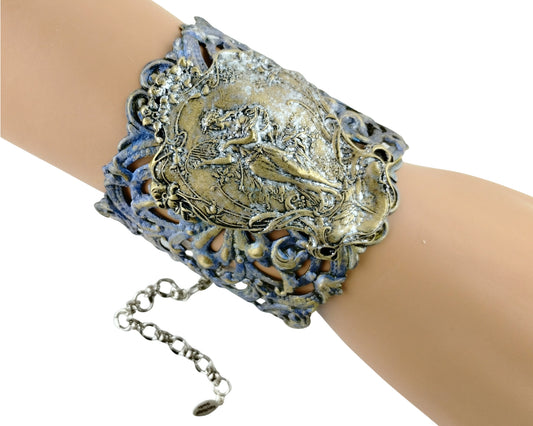 Decorative bracelet on a wrist with intricate design