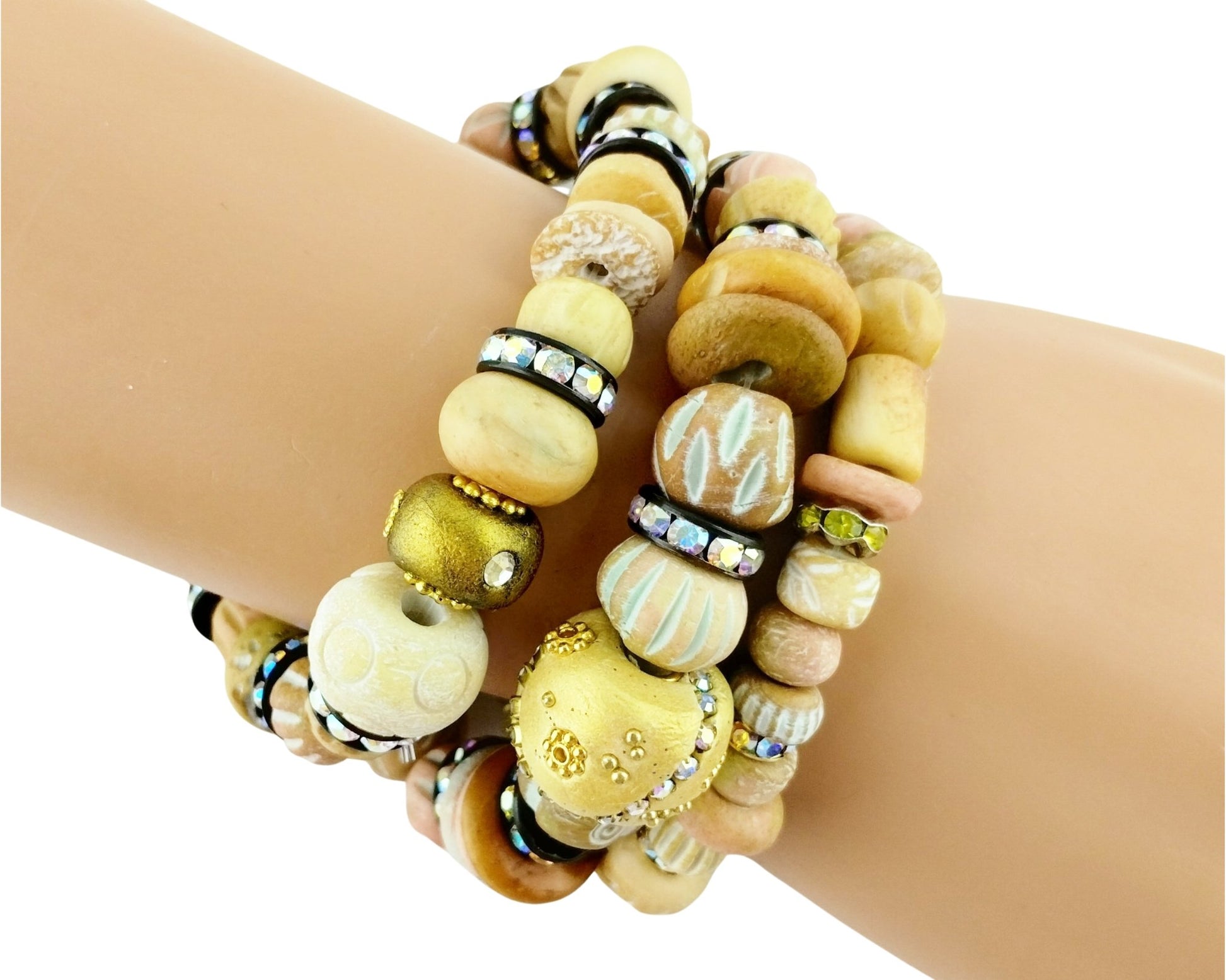Bracelet set on a hand mannequin. 