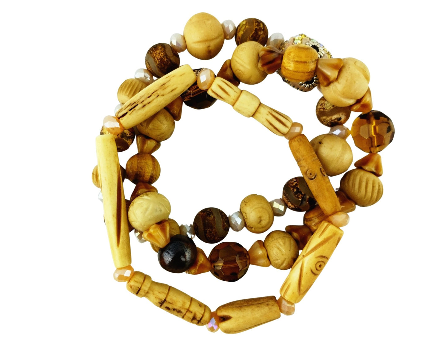 Multicolored beaded bracelet on a white background
