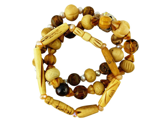 Multicolored beaded bracelet on a white background