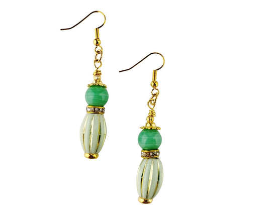 Handmade green earrings with mint glass and pistachio acrylic beads