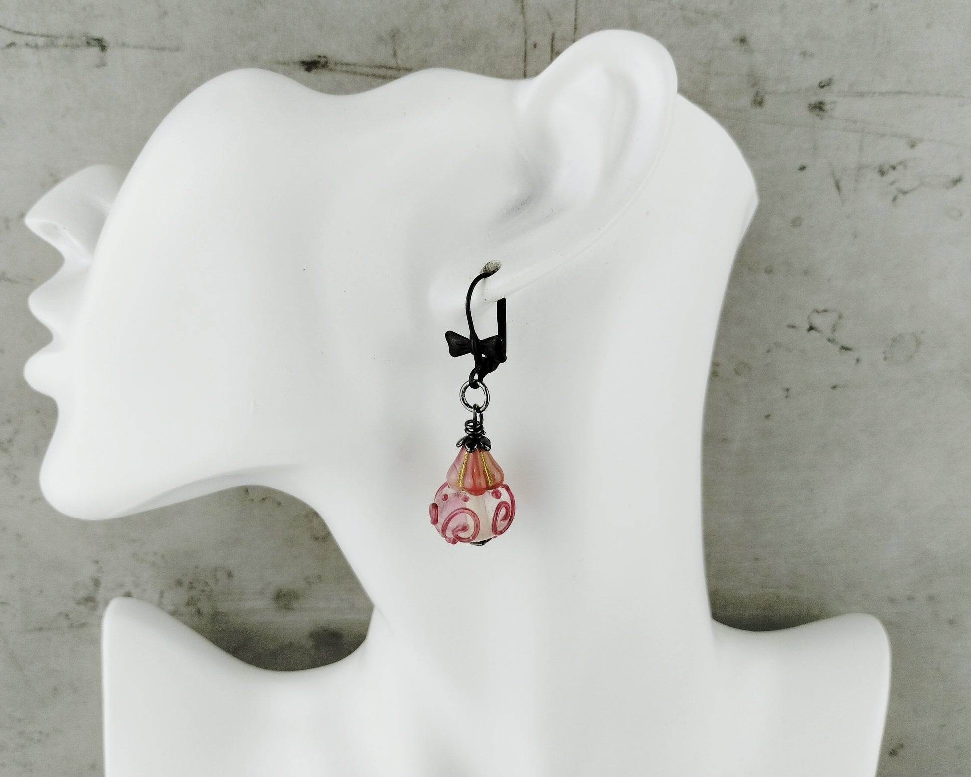 Romantic floral earrings with clear glass and flower accents