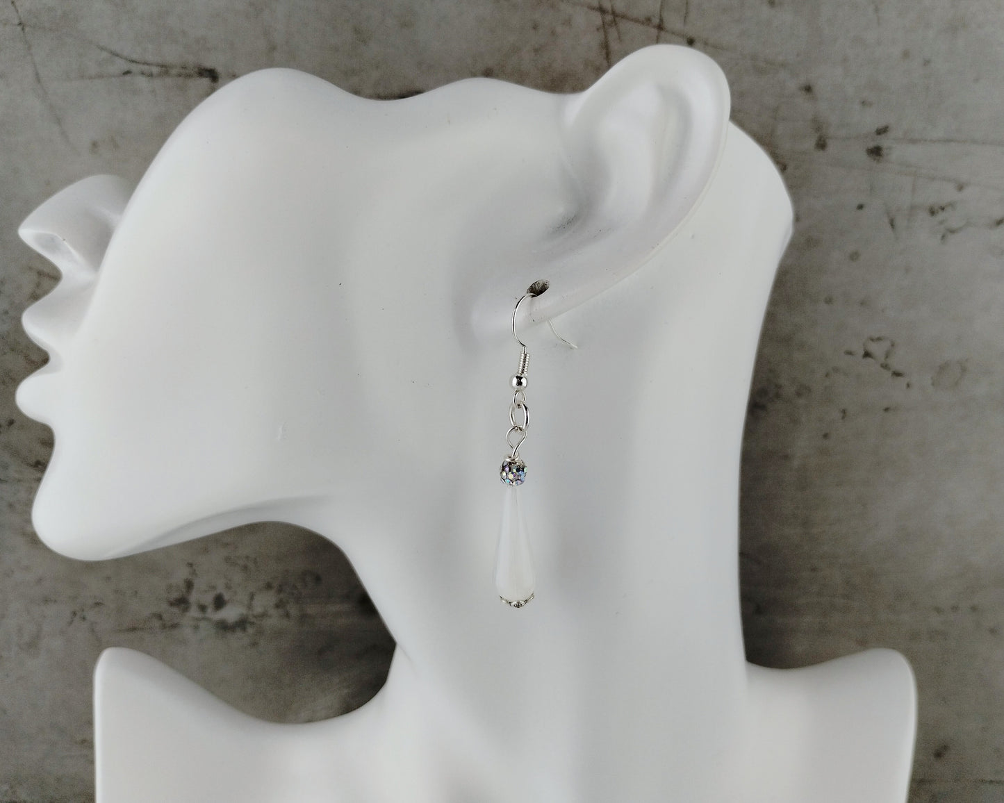 Elegant acrylic teardrop earrings with silver-plated fish hooks