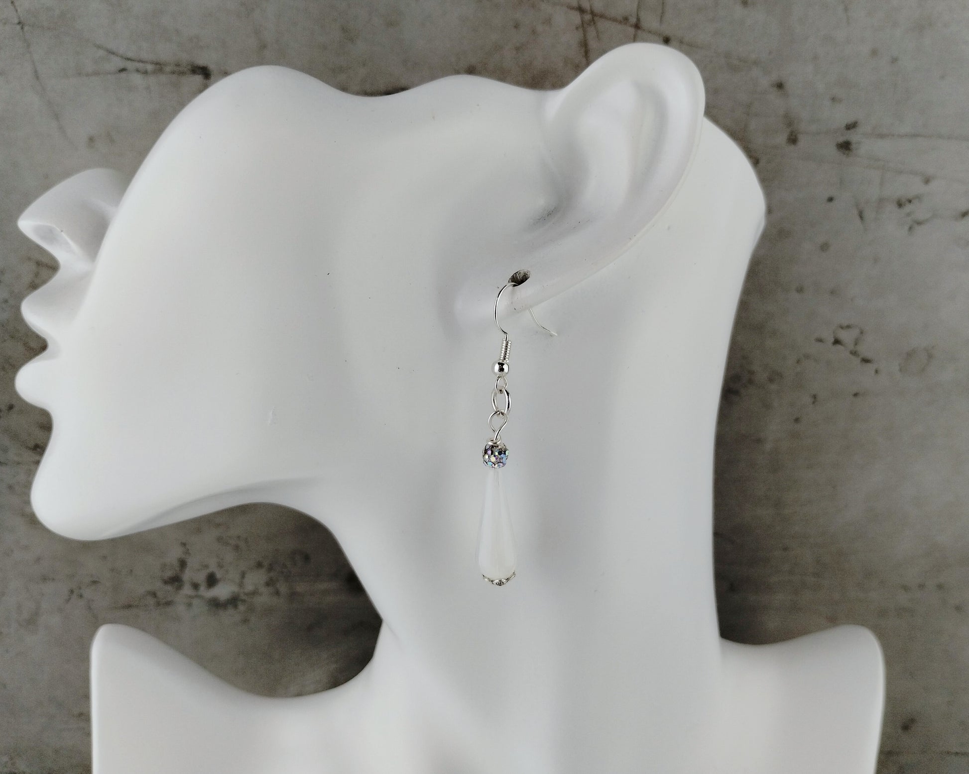 Elegant acrylic teardrop earrings with silver-plated fish hooks