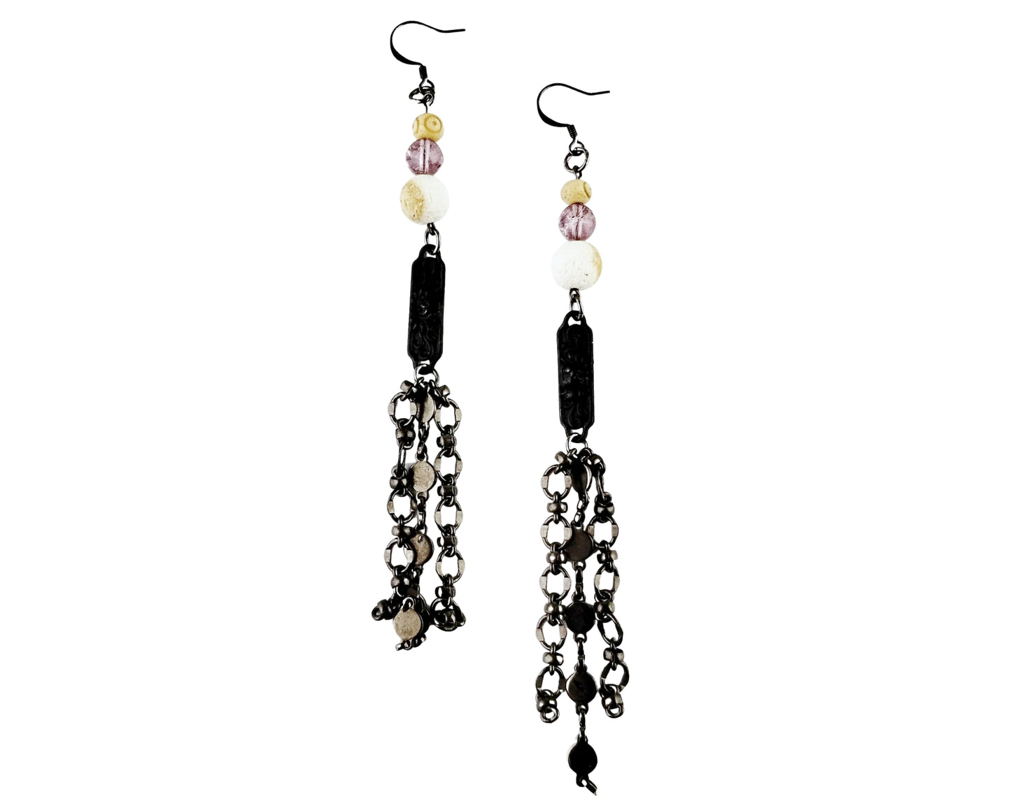 Long Earrings on a white background