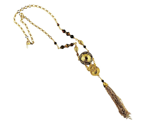 Epidote Tassel Pendant Necklace – Handmade, Bohemian & Nature-Inspired