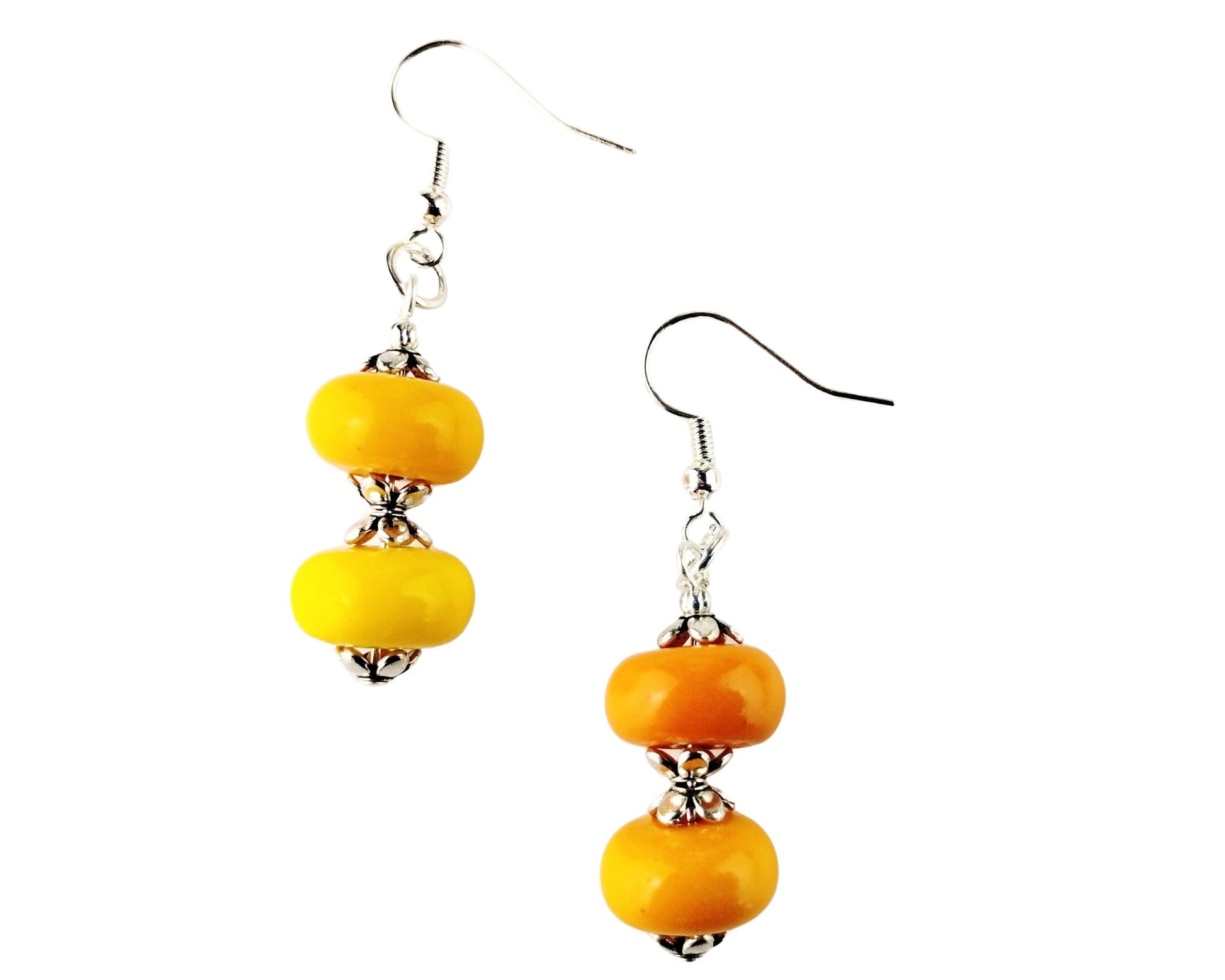 Polymer Clay Earrings in shades of Yellow. 
