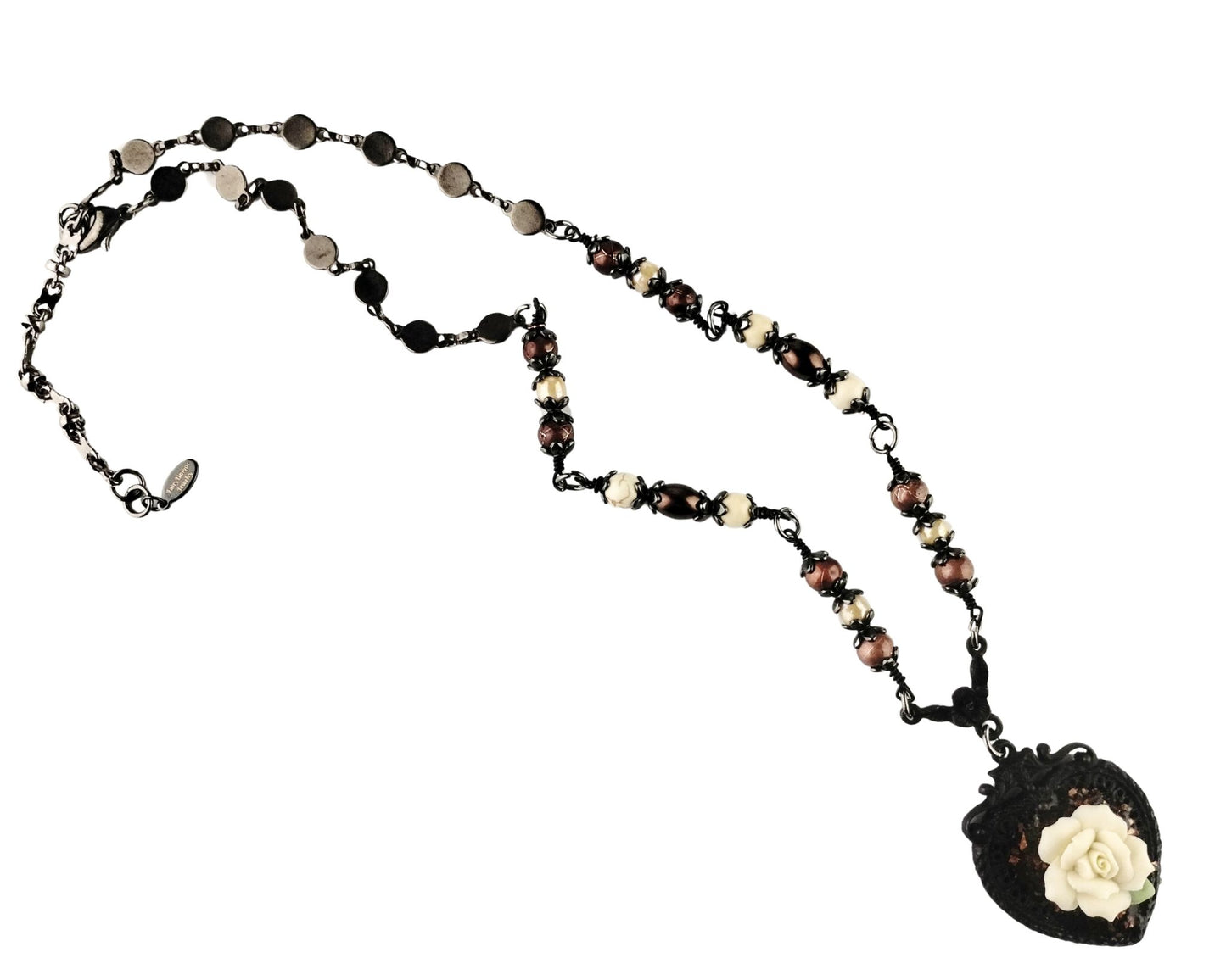 Handmade black heart pendant necklace