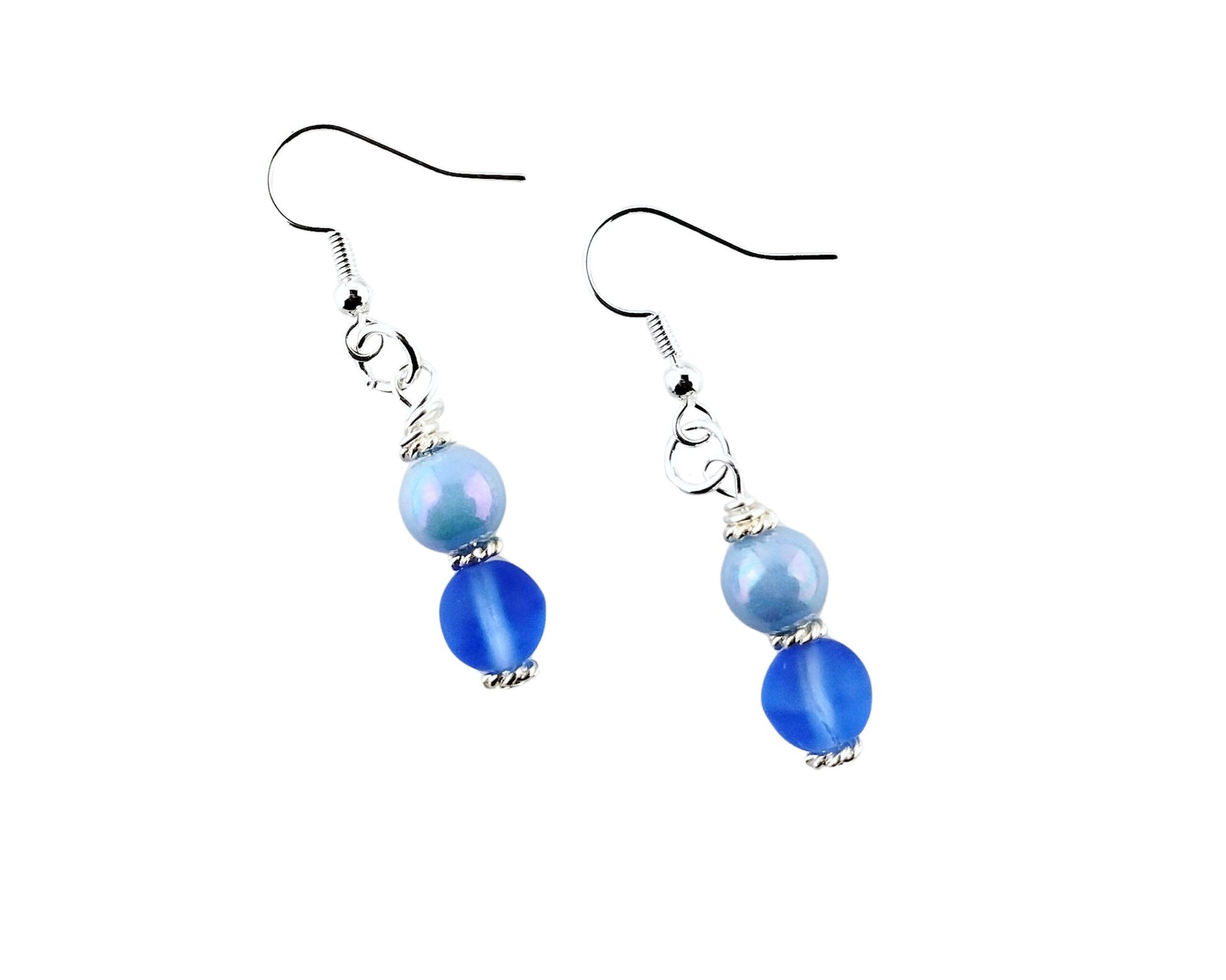 Handmade sky blue angel wing necklace and matching earrings