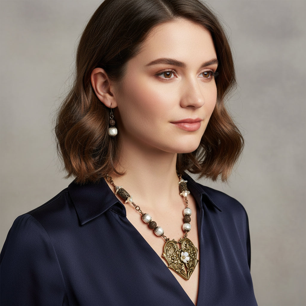 Necklace and Earrings on model