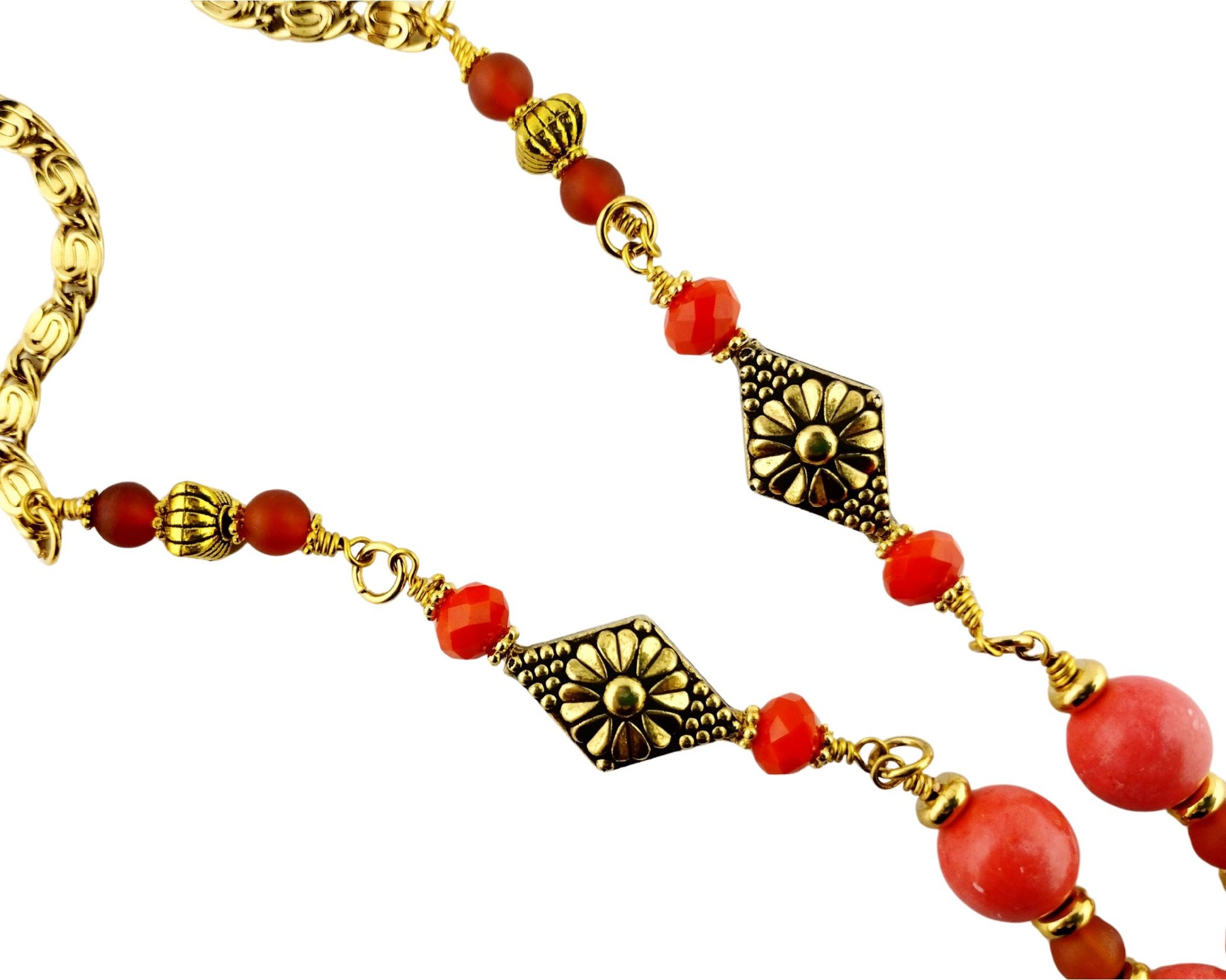 Close up of Jasper & Coral Necklace