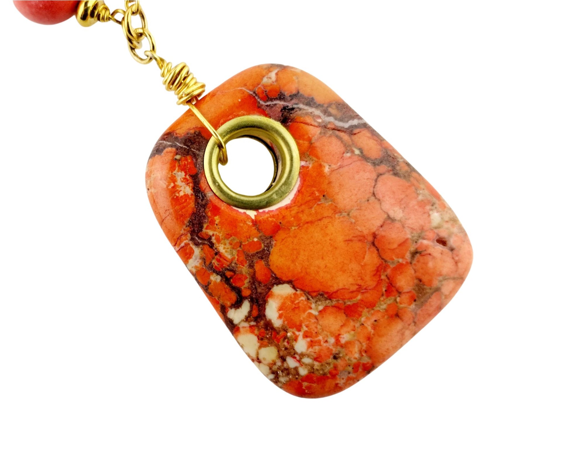 Close up of Jasper & Coral Necklace