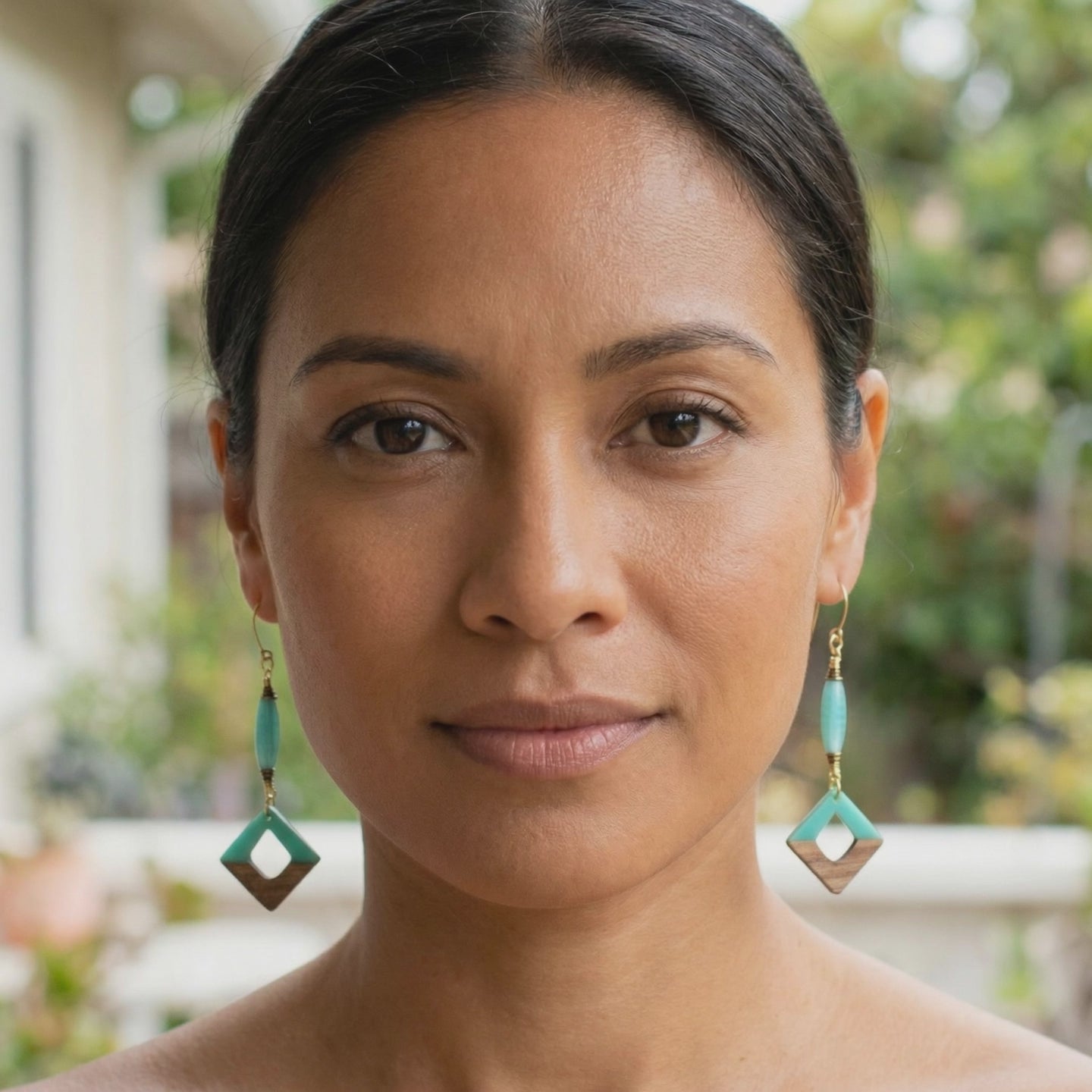 Woman wearing earrings